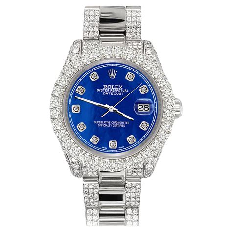 blue rolex diamond watch